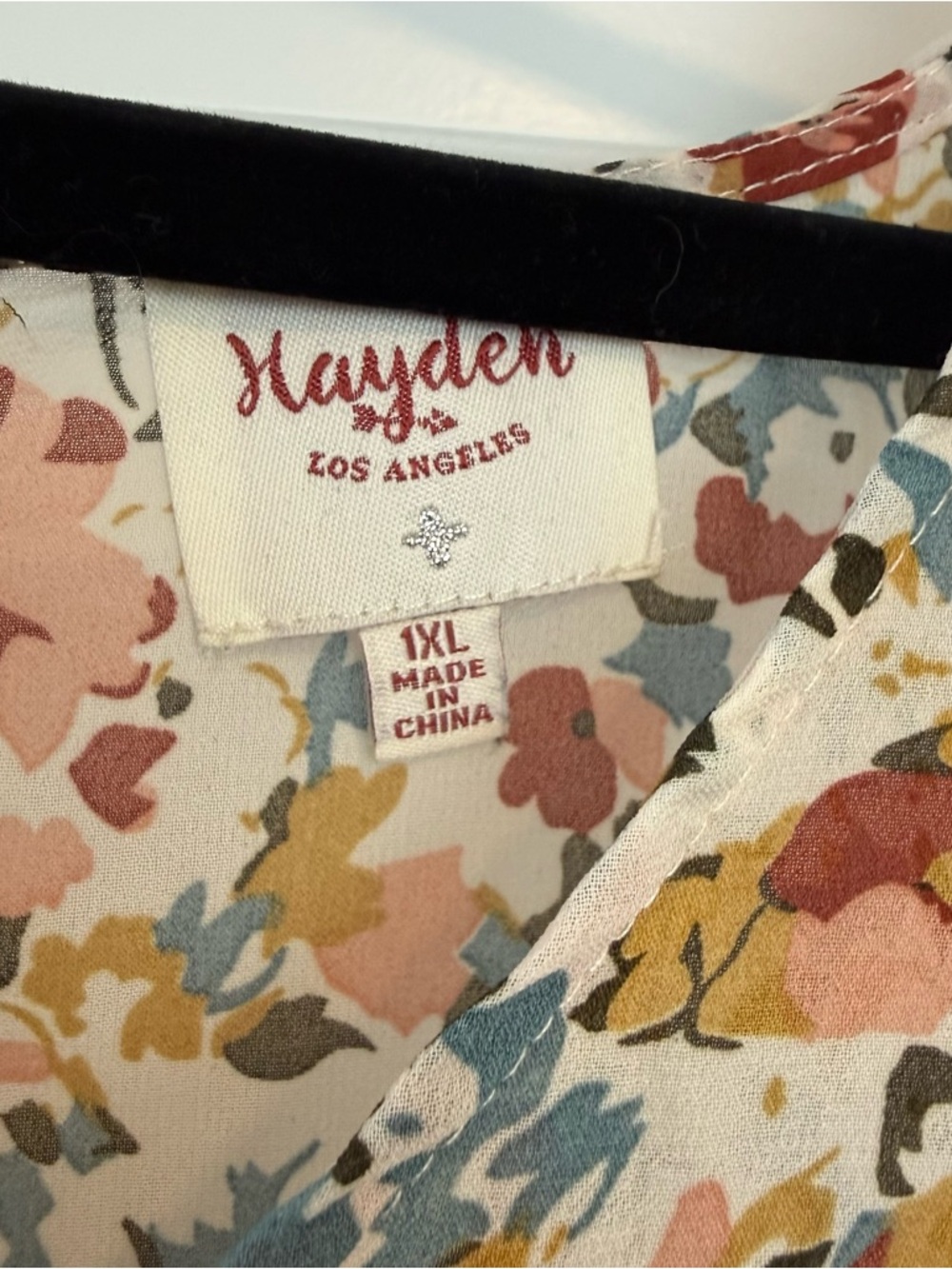 Hayden Cream Floral Peplum Blouse with Rust and Blue Accents - Picture 4 of 7